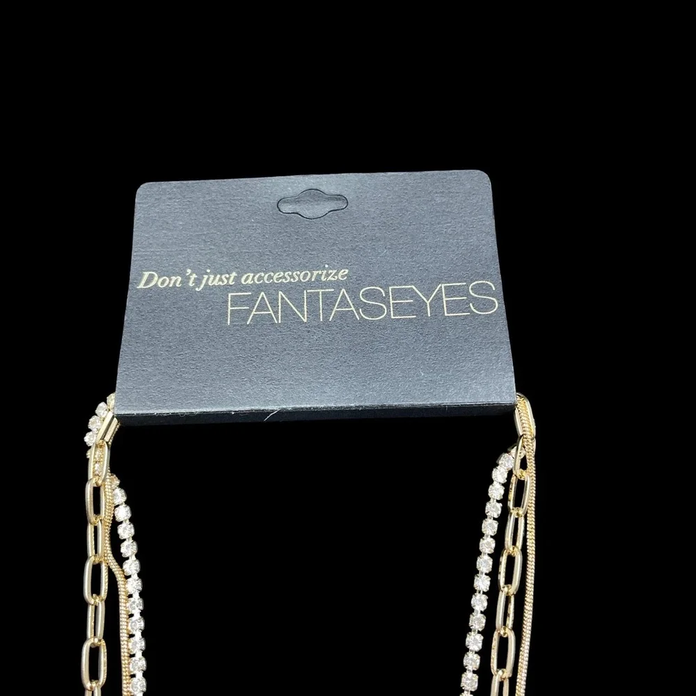 Layered Gold Chain Necklace Crystal Yin Yang Pendant Statement‎ Y2K Glam Jewelry